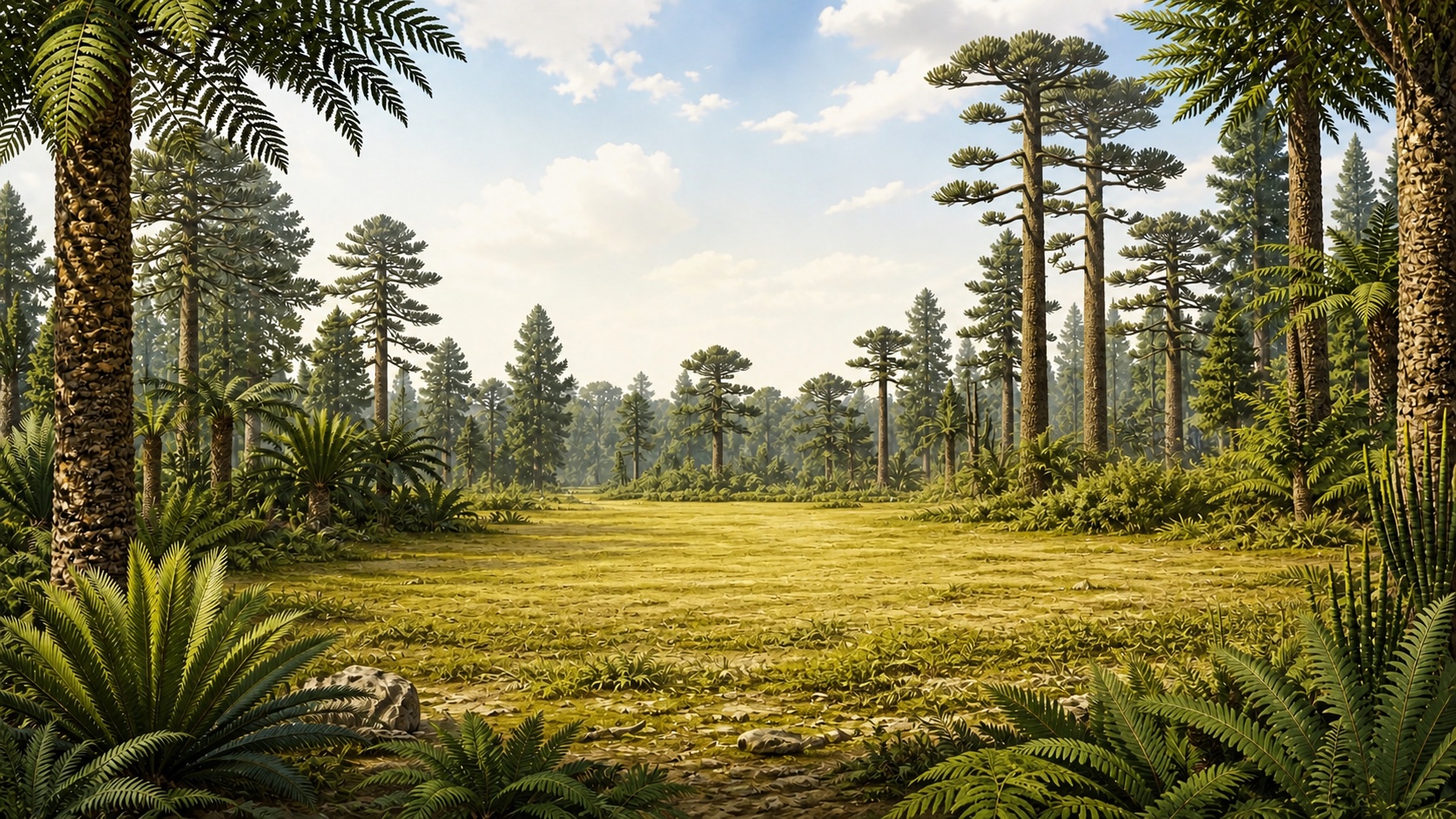 A prehistoric animal museum diorama
